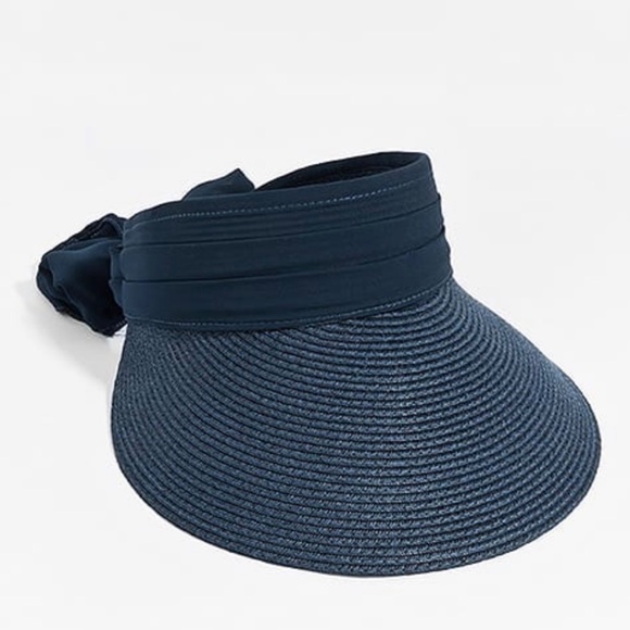 Blue sun visor w bow ribbon back, Pia Rossini new August visors hat sunhat hats. - Picture 2 of 12